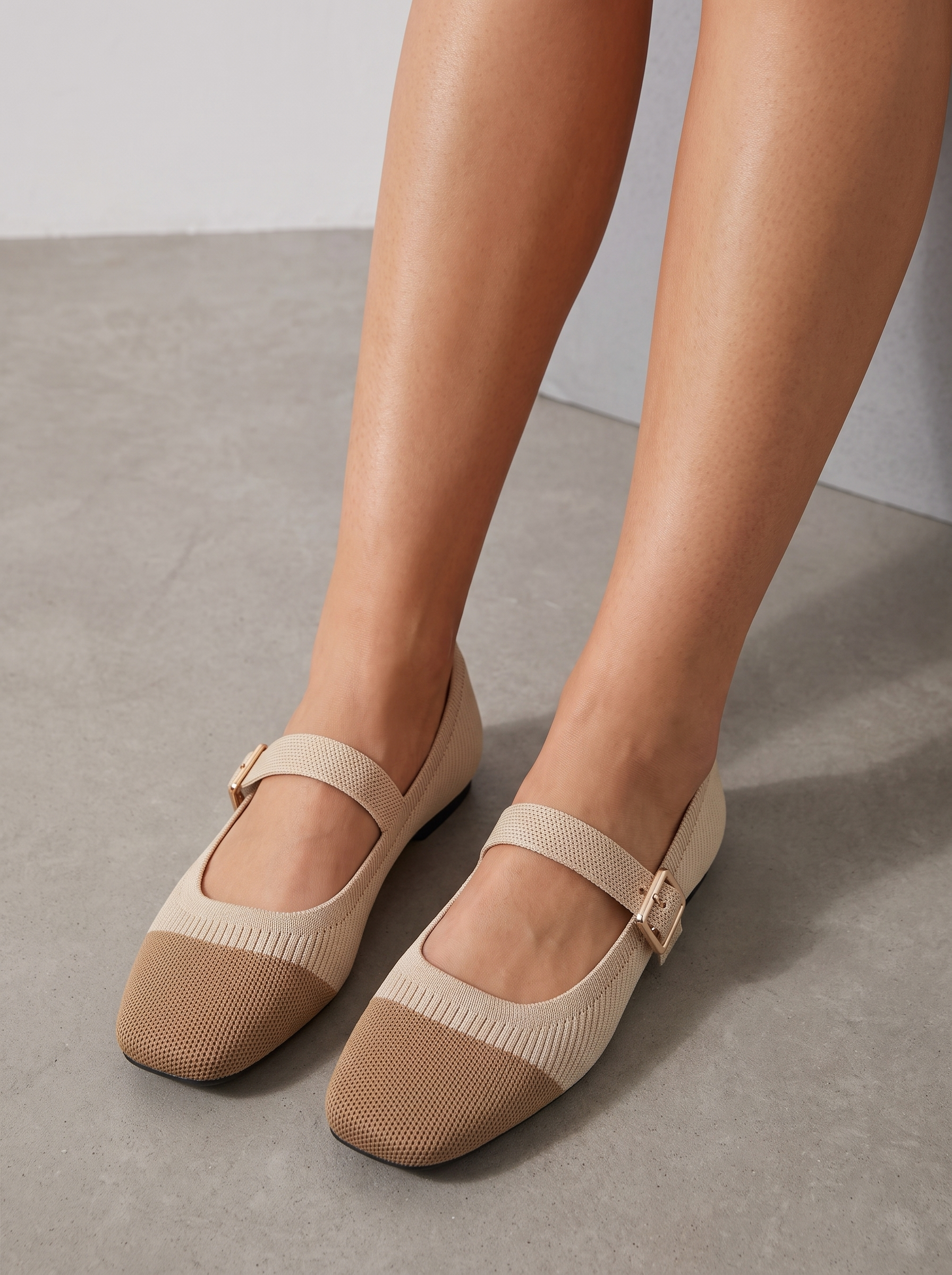 Mila Riemchenballerinas Strickoptik