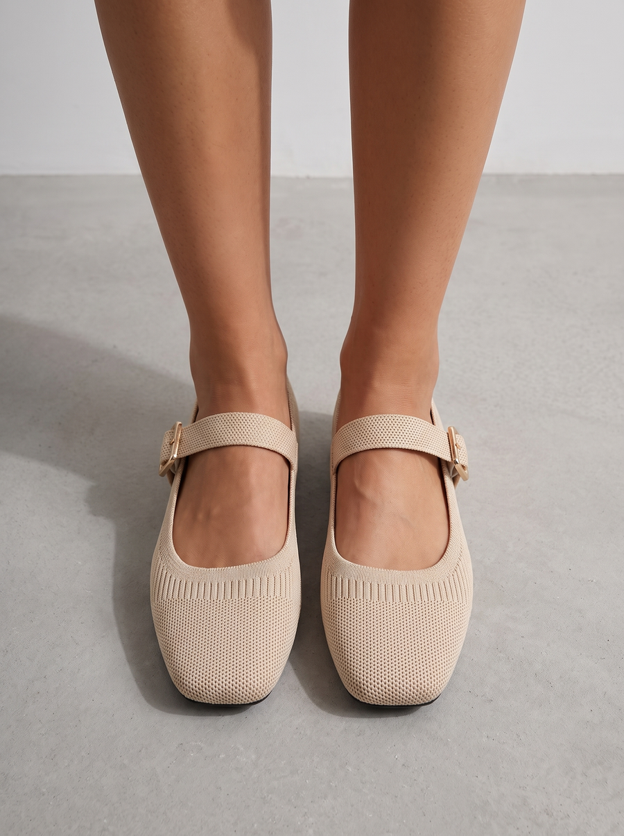 Mila Riemchenballerinas Strickoptik