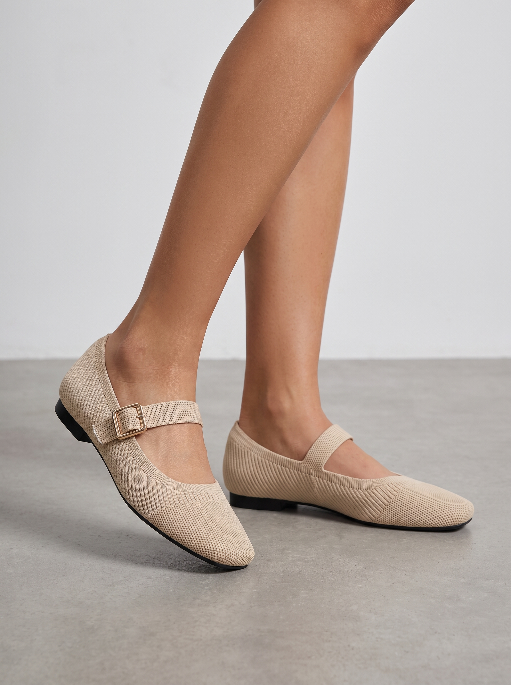 Mila Riemchenballerinas Strickoptik