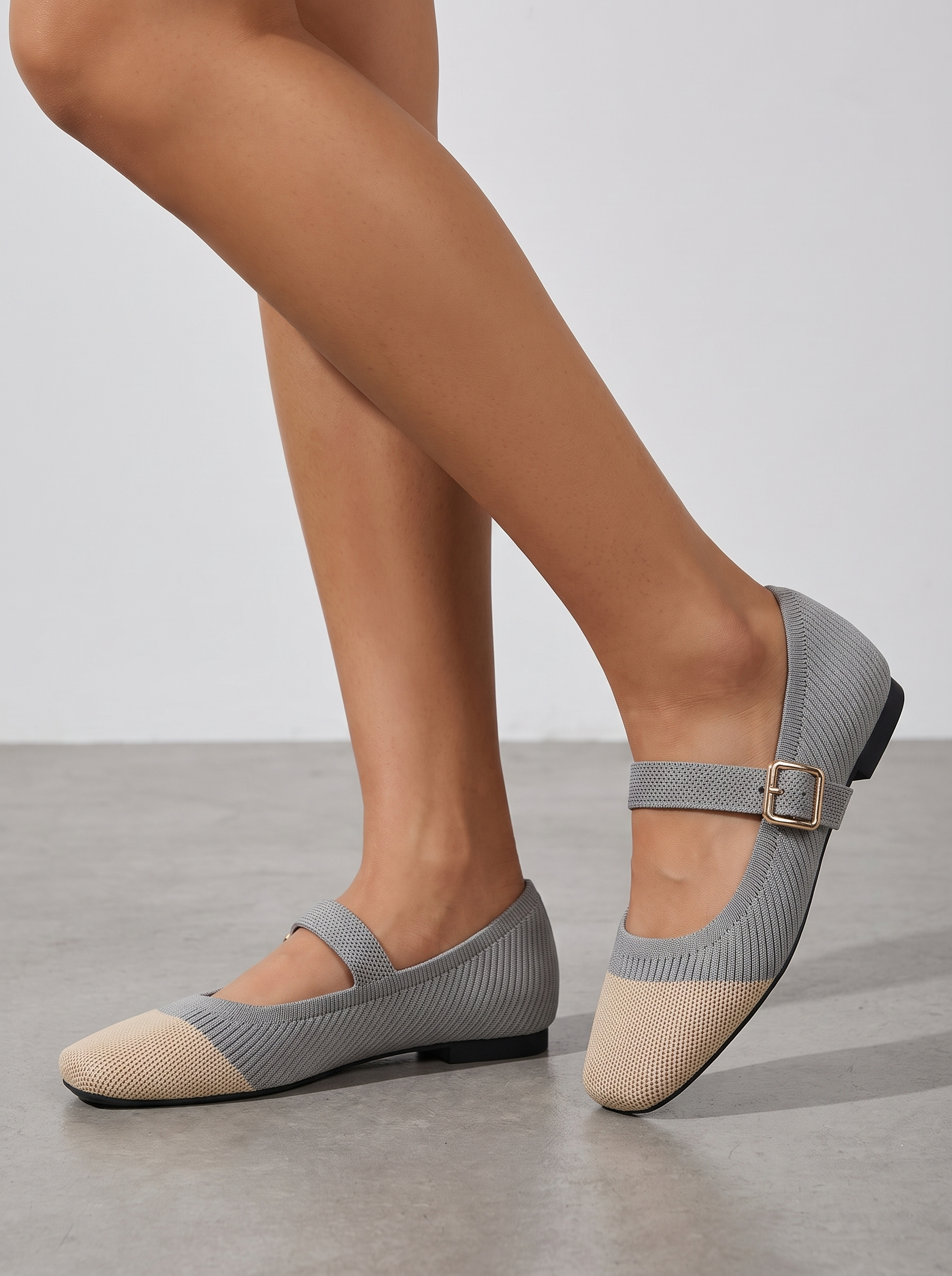 Mila Riemchenballerinas Strickoptik