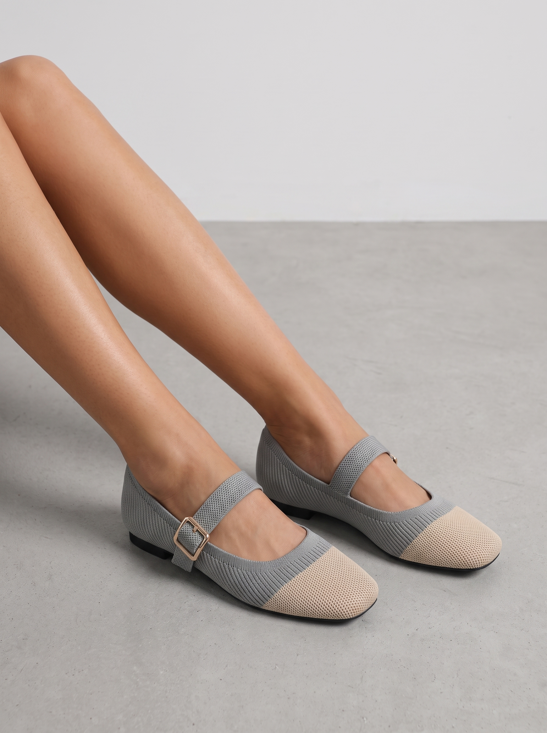 Mila Riemchenballerinas Strickoptik
