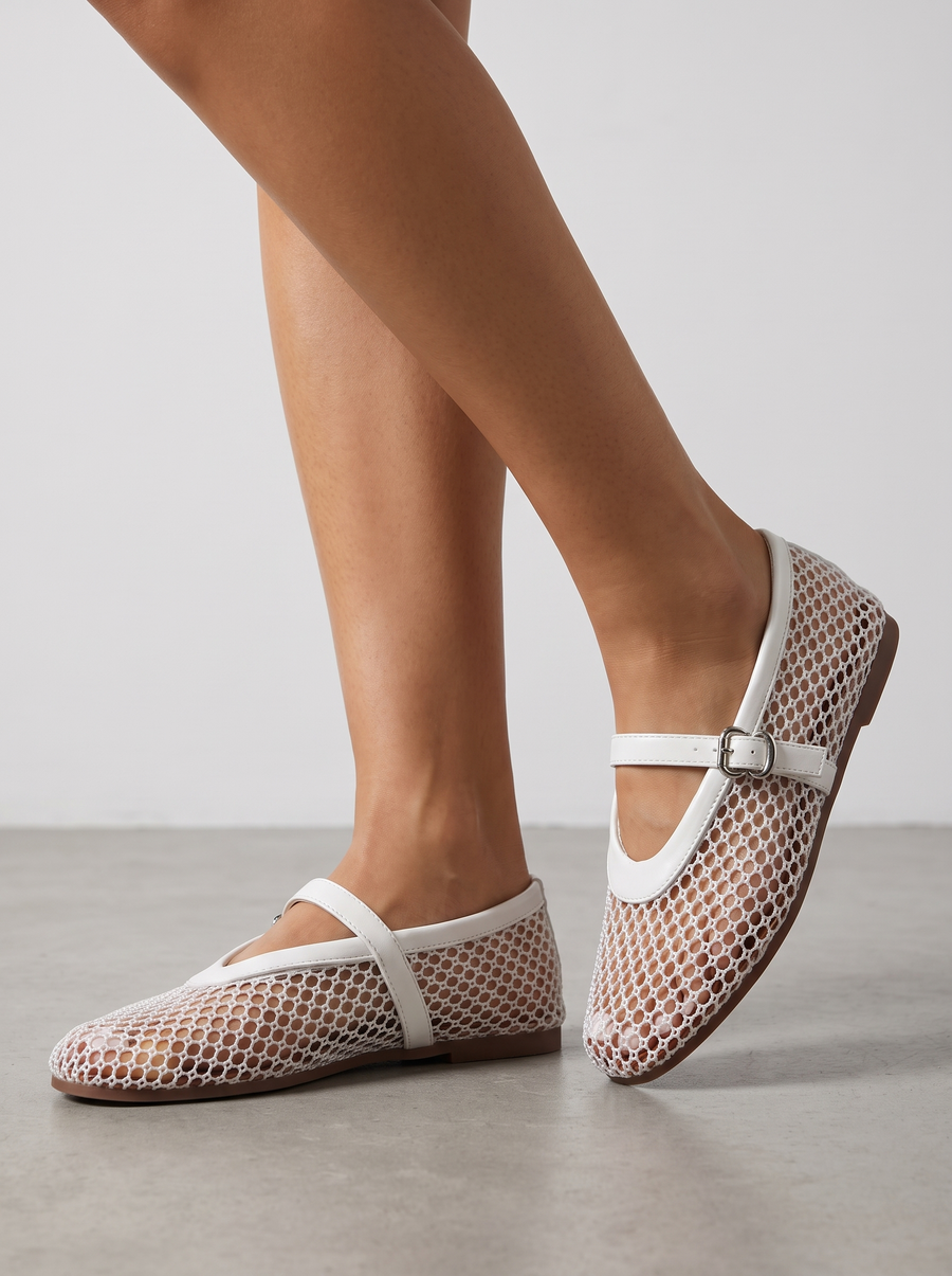 Ginger Netz-Ballerinas mit Spangenriemen
