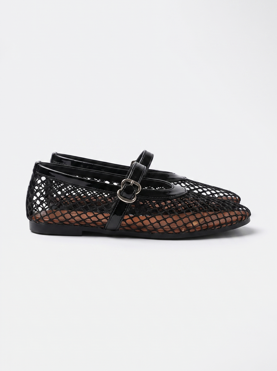 Ginger Netz-Ballerinas mit Spangenriemen