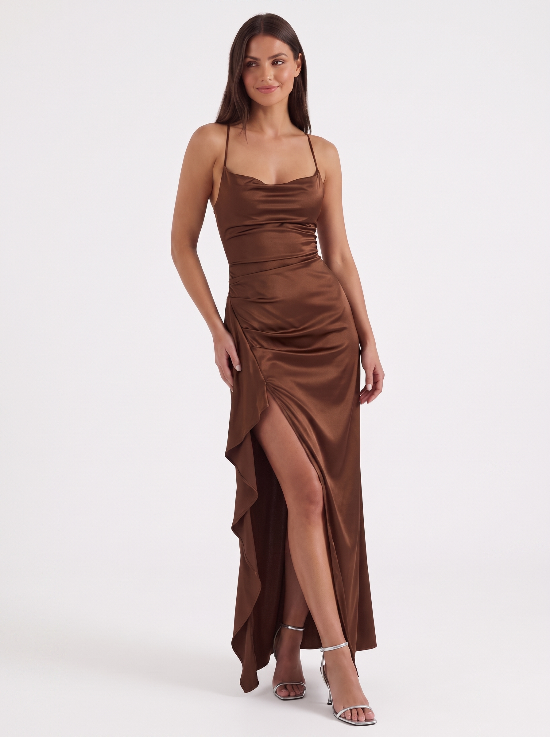 Rhiannon Seidiges Maxi-Slipkleid