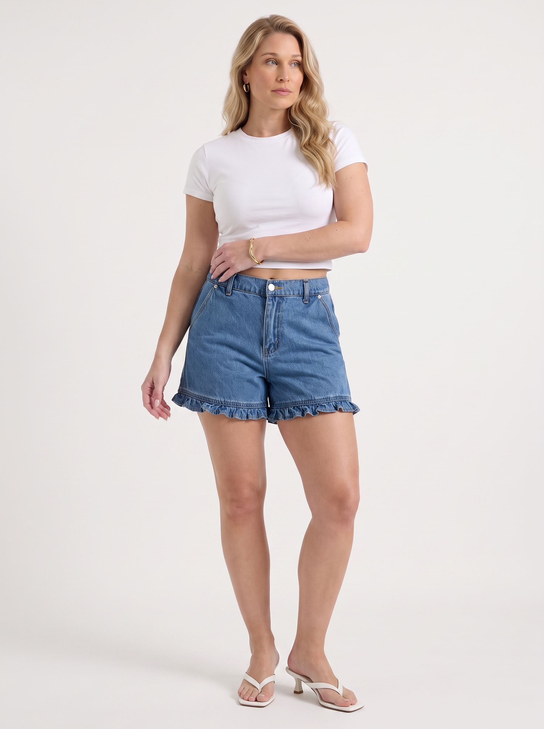 Kaia Jeansshorts mit Rüschensaum