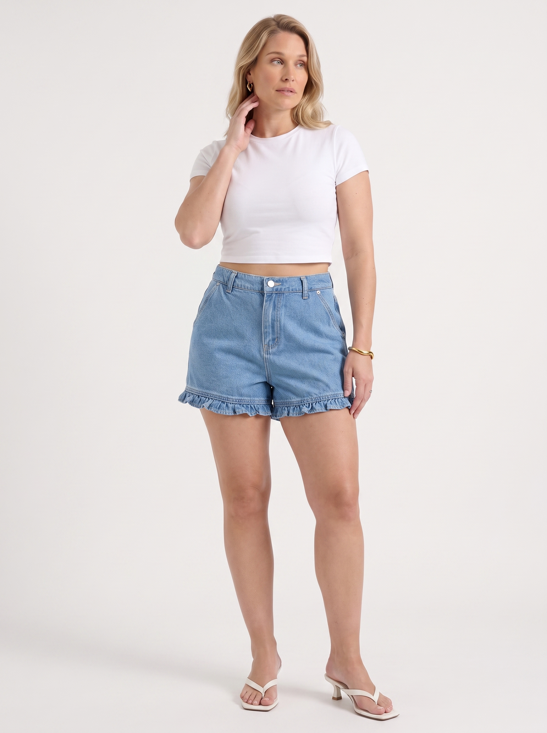 Kaia Jeansshorts mit Rüschensaum