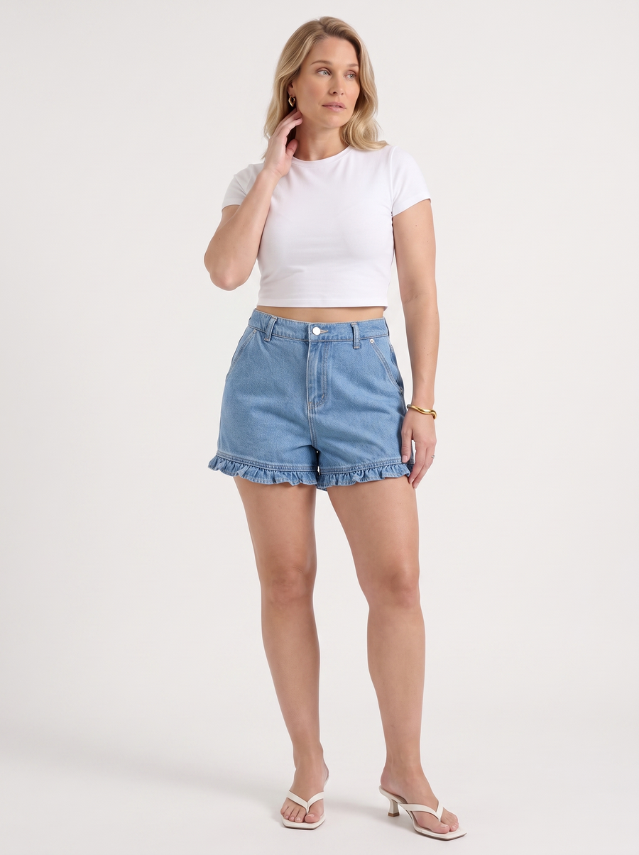 Kaia Jeansshorts mit Rüschensaum