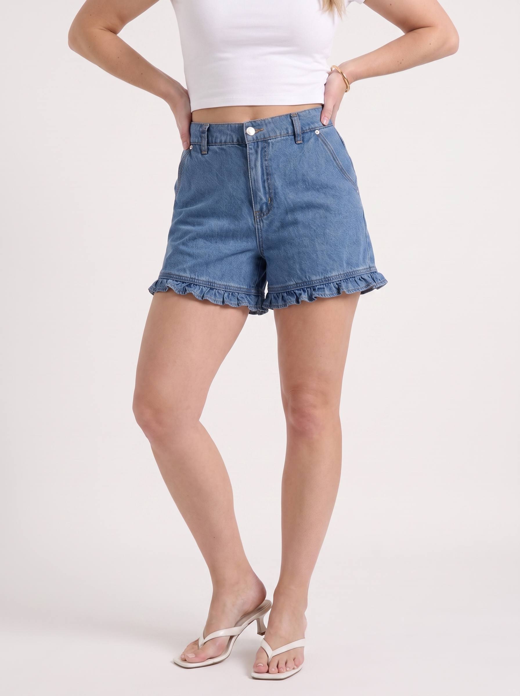 Kaia Jeansshorts mit Rüschensaum