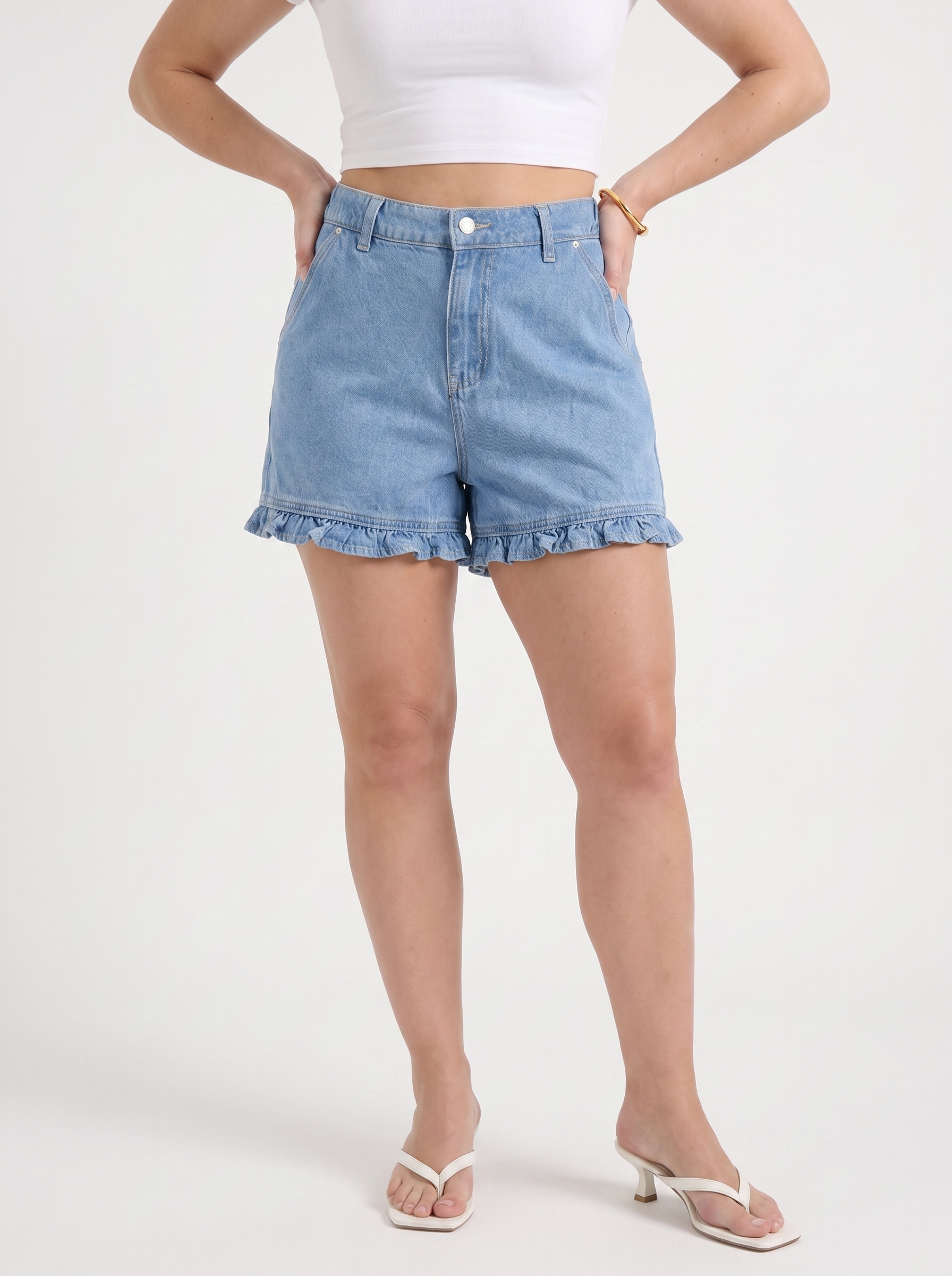 Kaia Jeansshorts mit Rüschensaum