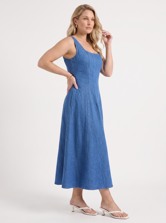 Vicky Midikleid in Denim-Optik