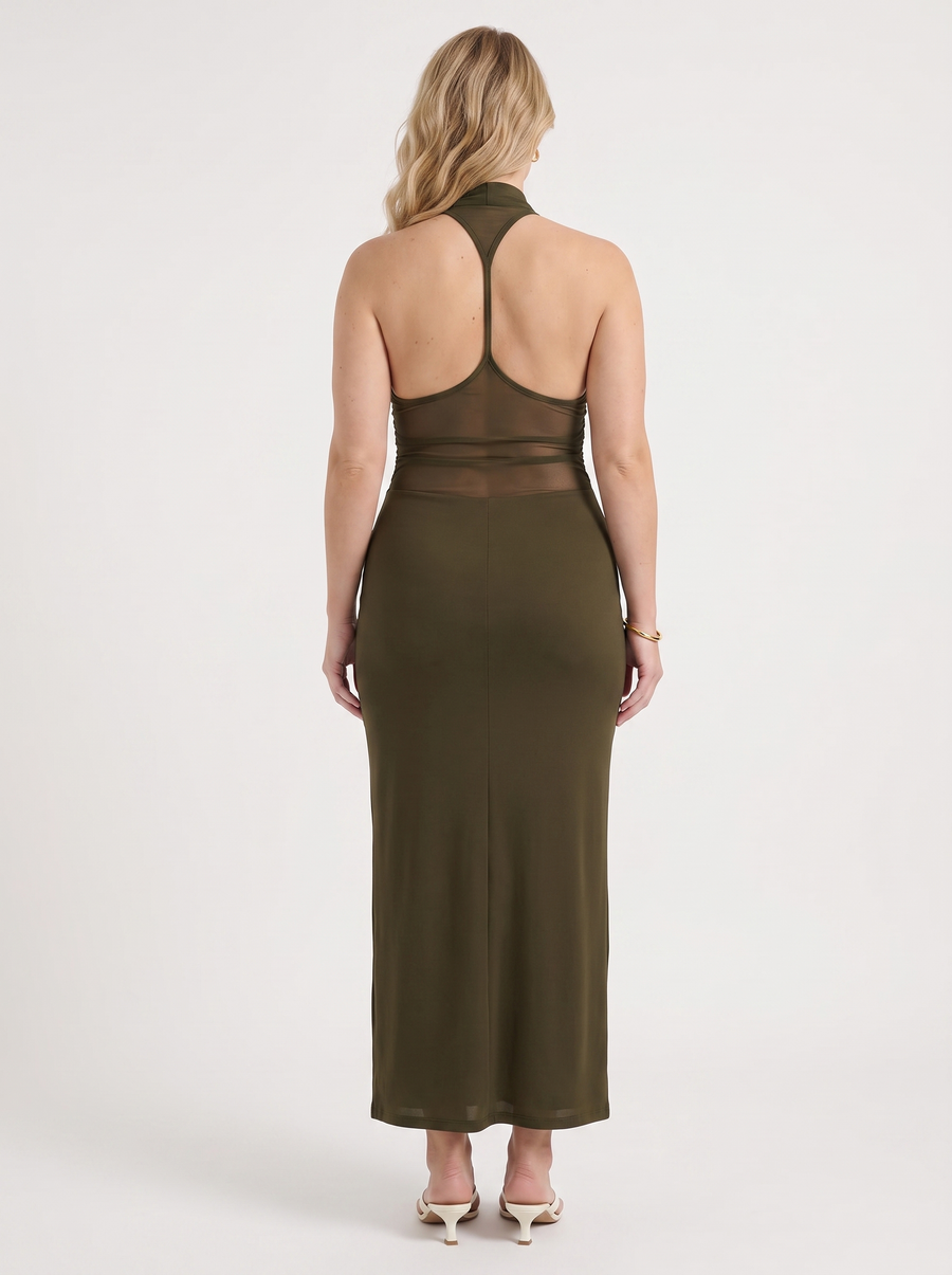 Lorena Maxikleid mit Wasserfall Ausschnitt