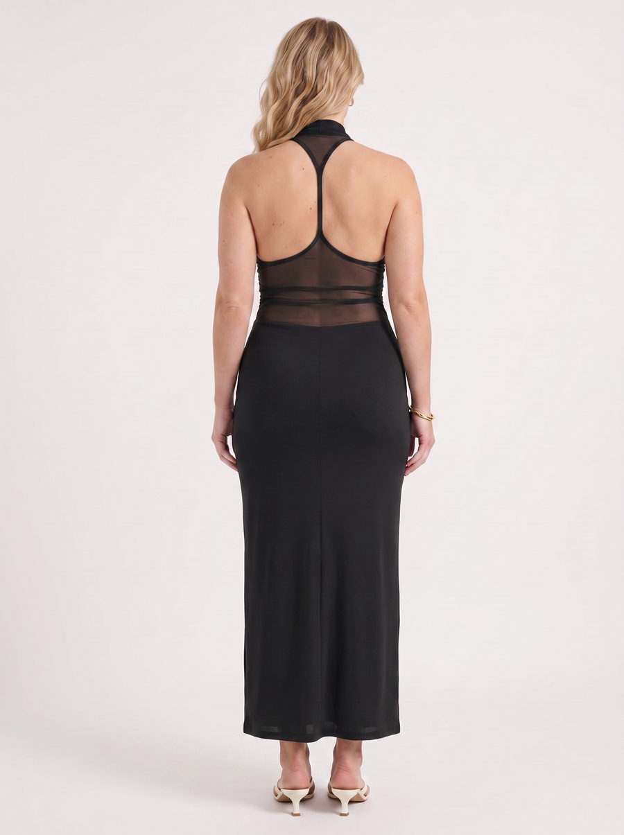 Lorena Maxikleid mit Wasserfall Ausschnitt