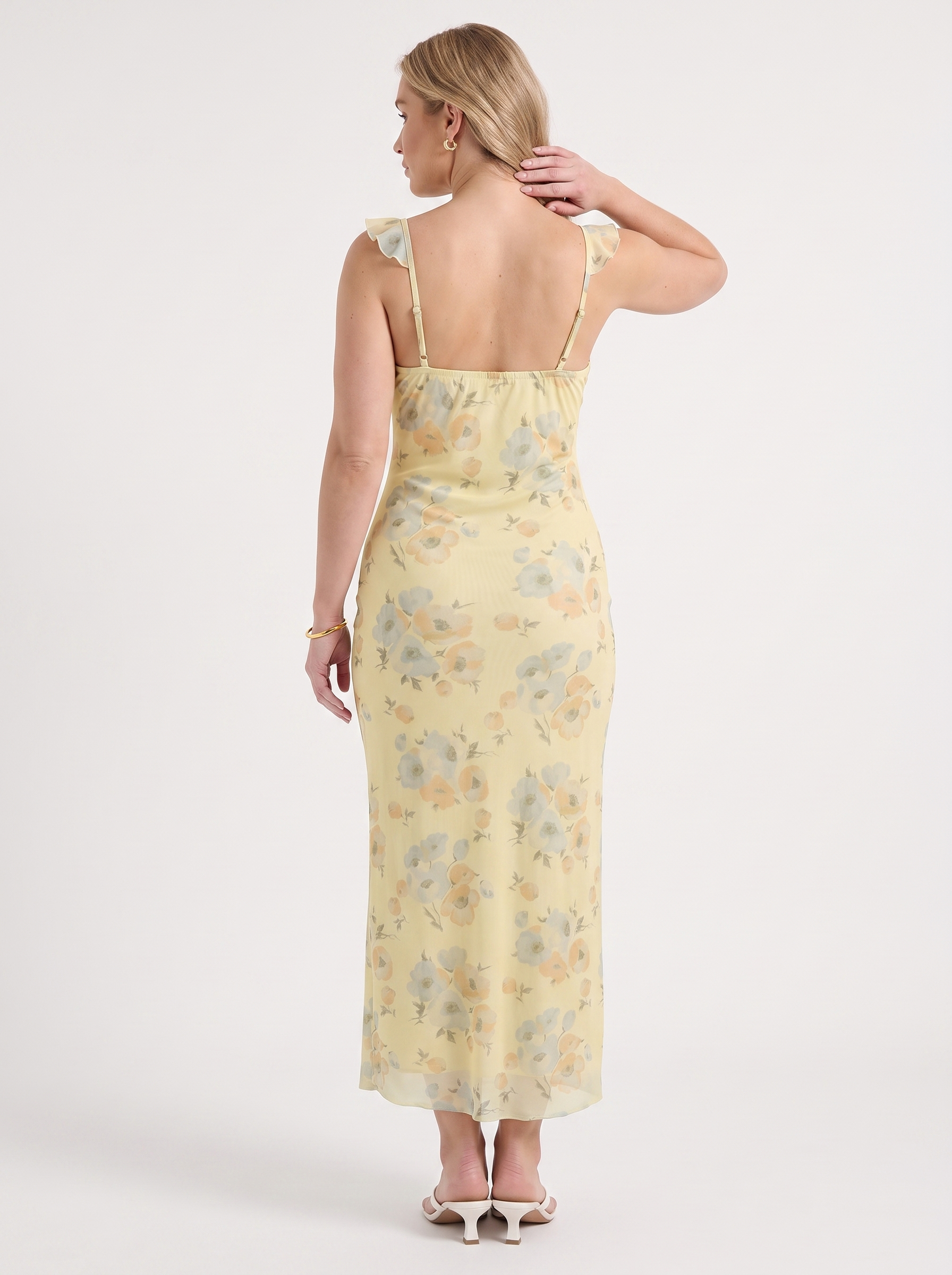 Elly Midikleid mit Blumenprint und Rüschenträgern