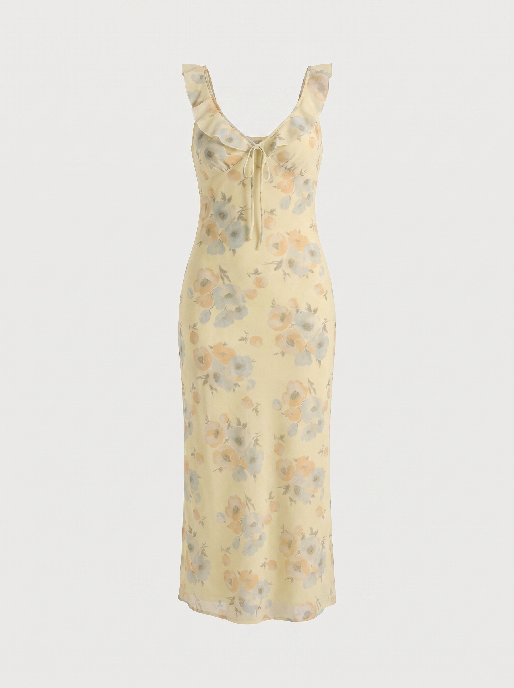 Elly Midikleid mit Blumenprint und Rüschenträgern