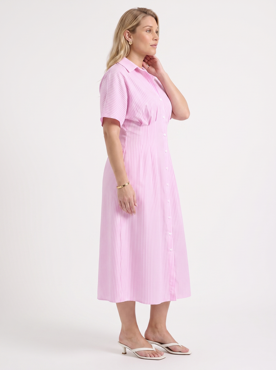 Margie Midi-Blusenkleid mit Streifenmuster