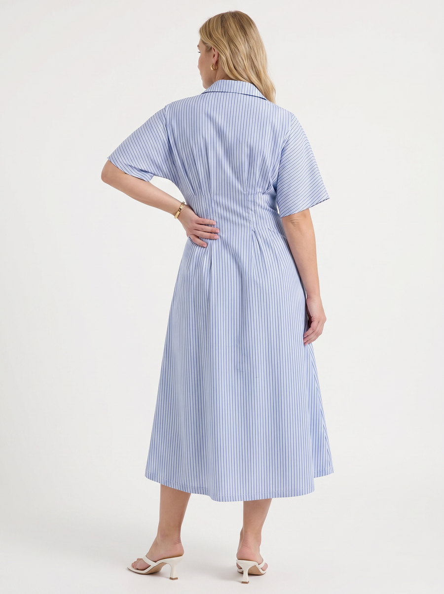 Margie Midi-Blusenkleid mit Streifenmuster