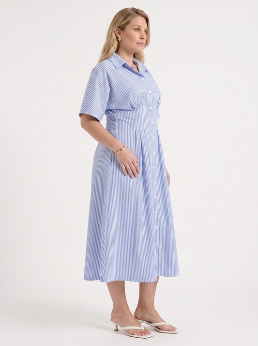 Margie Midi-Blusenkleid mit Streifenmuster