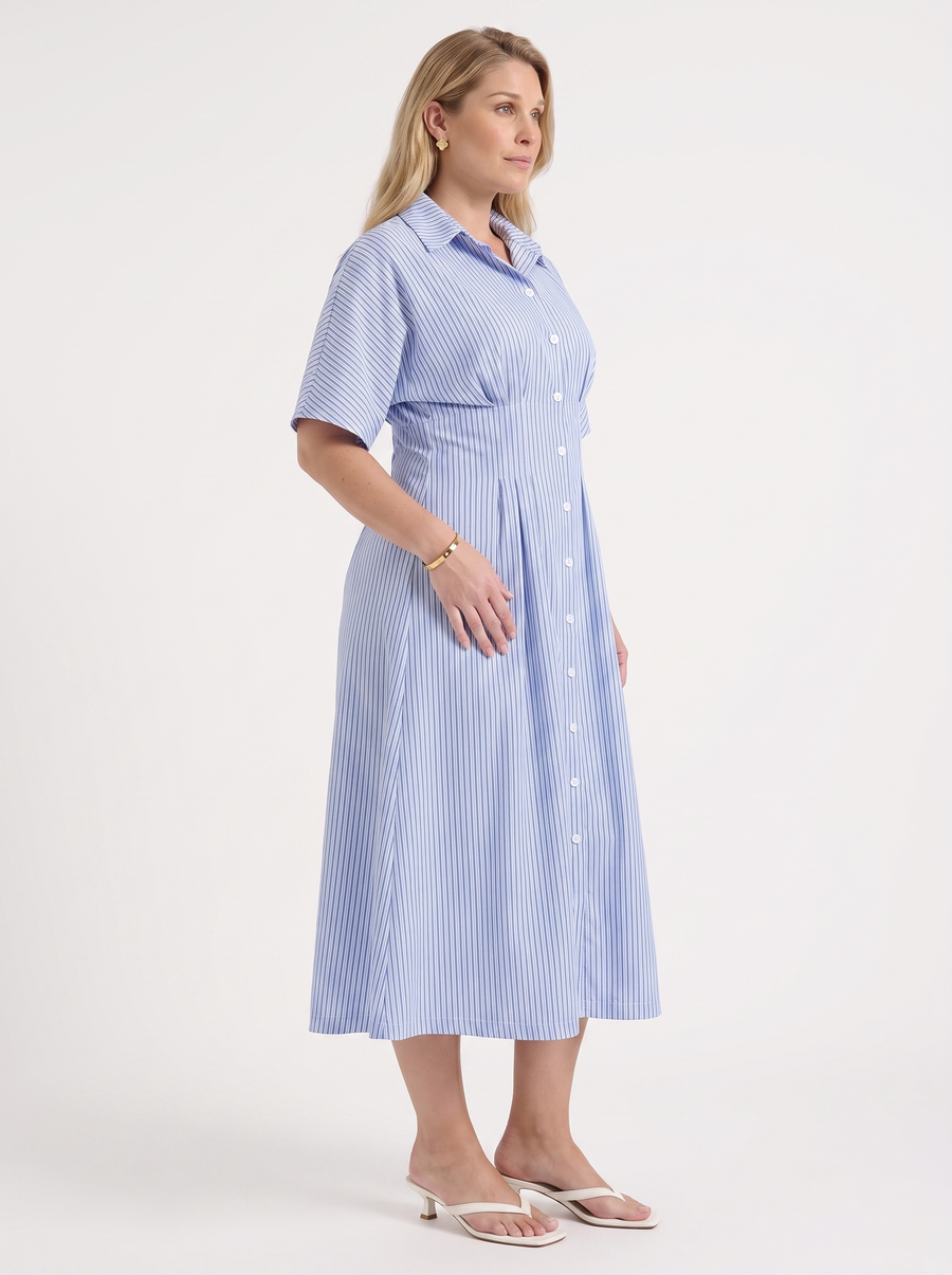 Margie Midi-Blusenkleid mit Streifenmuster