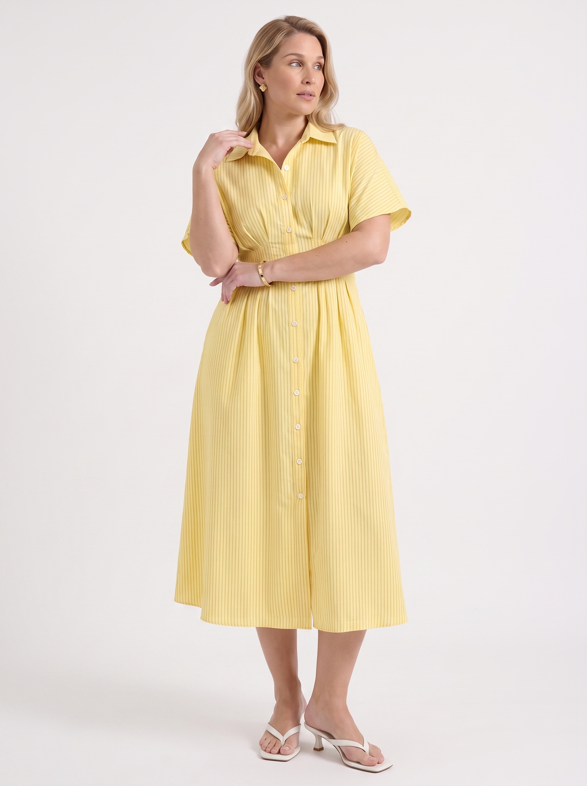 Margie Midi-Blusenkleid mit Streifenmuster