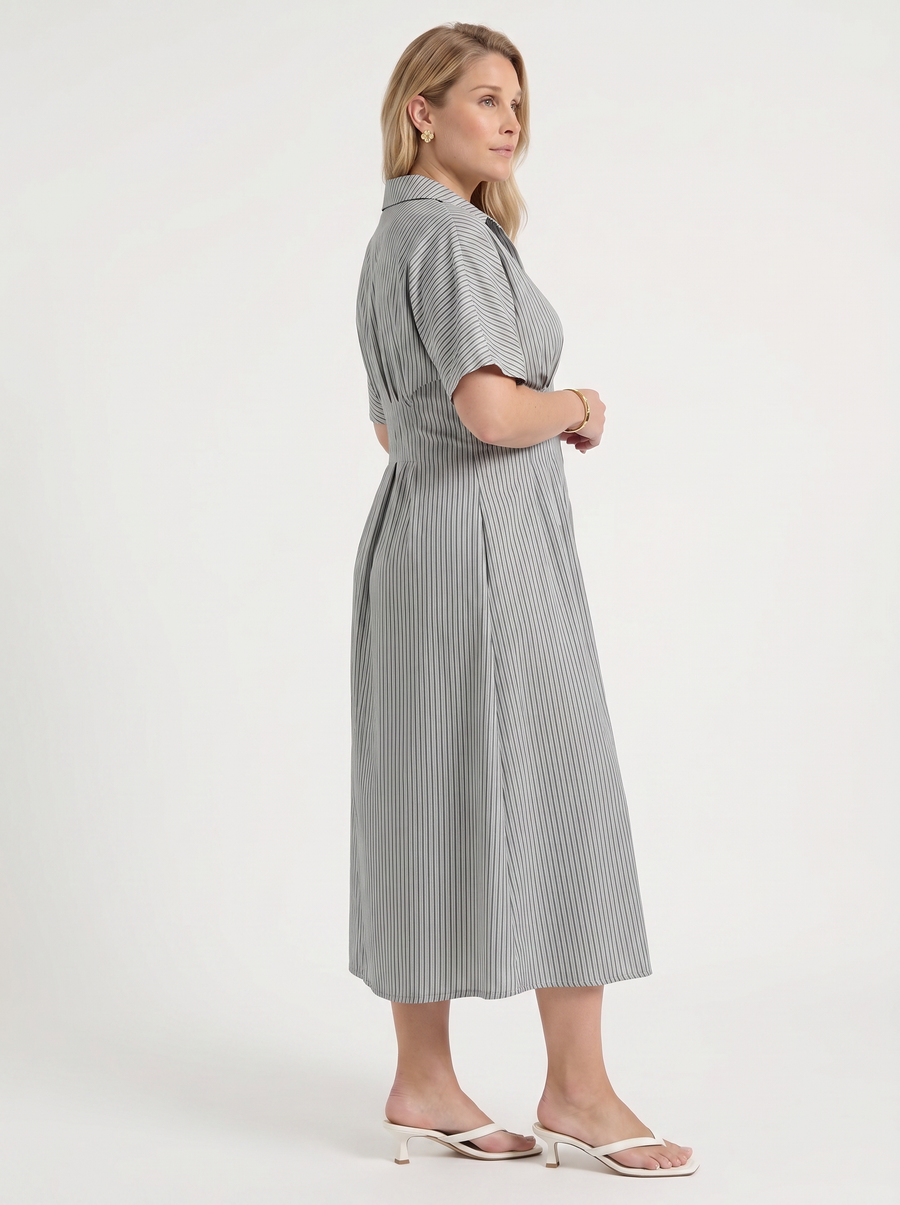 Margie Midi-Blusenkleid mit Streifenmuster