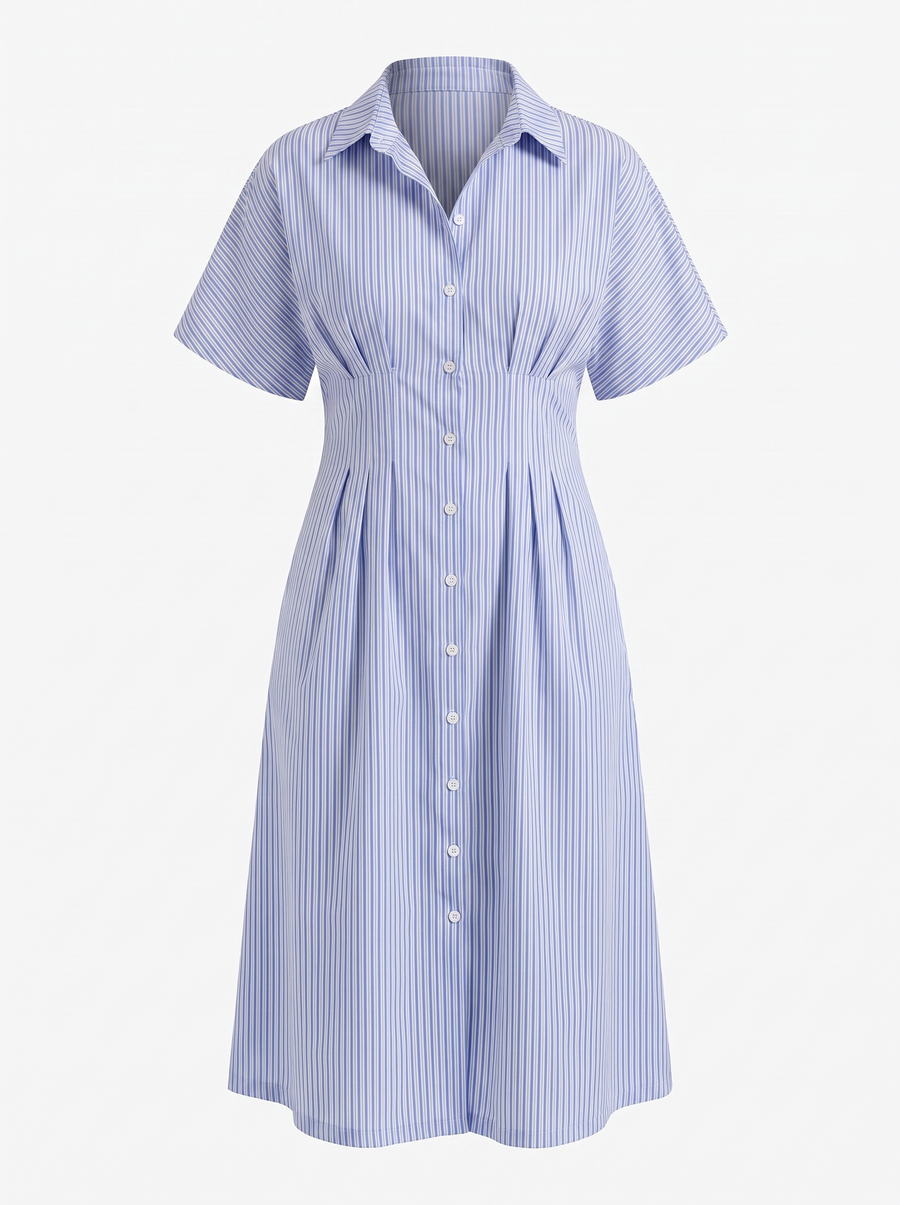 Margie Midi-Blusenkleid mit Streifenmuster
