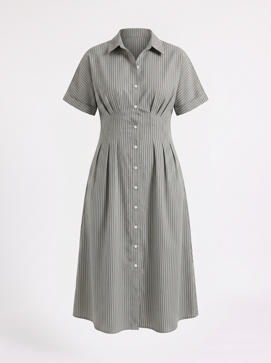 Margie Midi-Blusenkleid mit Streifenmuster