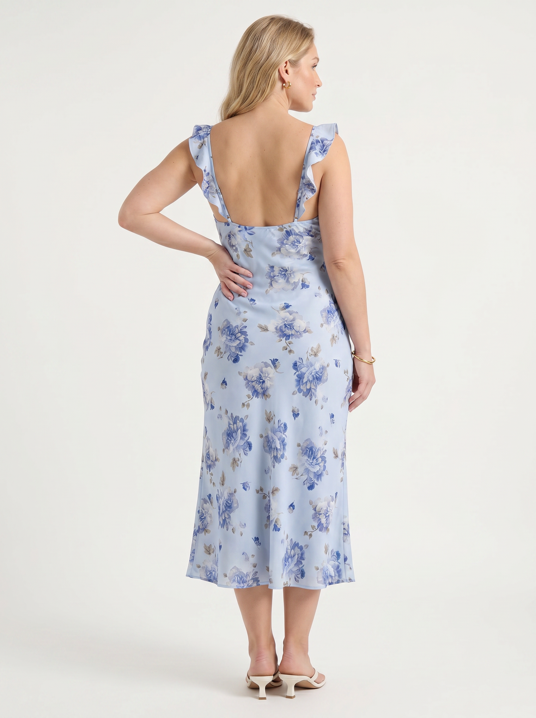 Elly Midikleid mit Blumenprint und Rüschenträgern