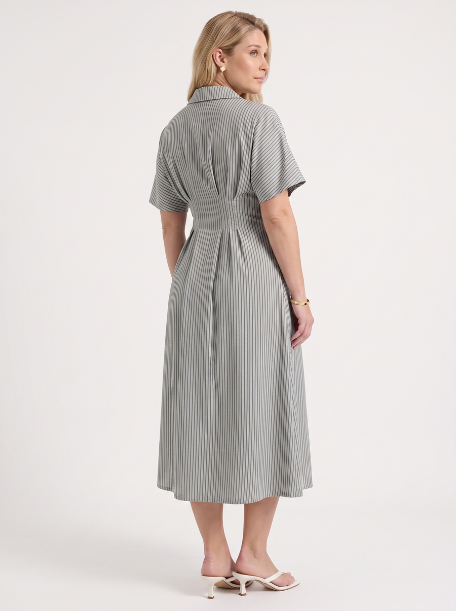 Margie Midi-Blusenkleid mit Streifenmuster