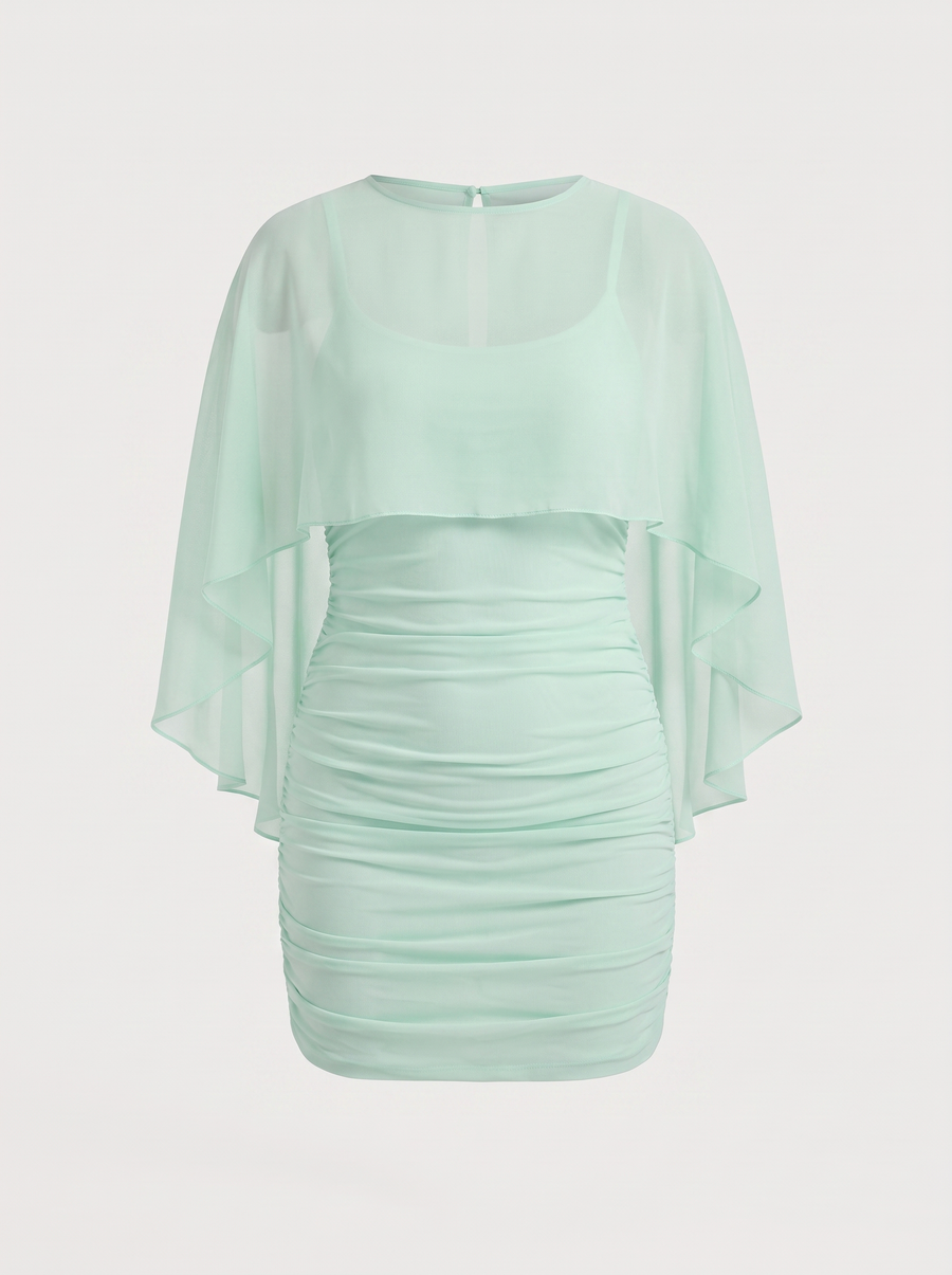 Marita Minikleid mit Cape-Overlay