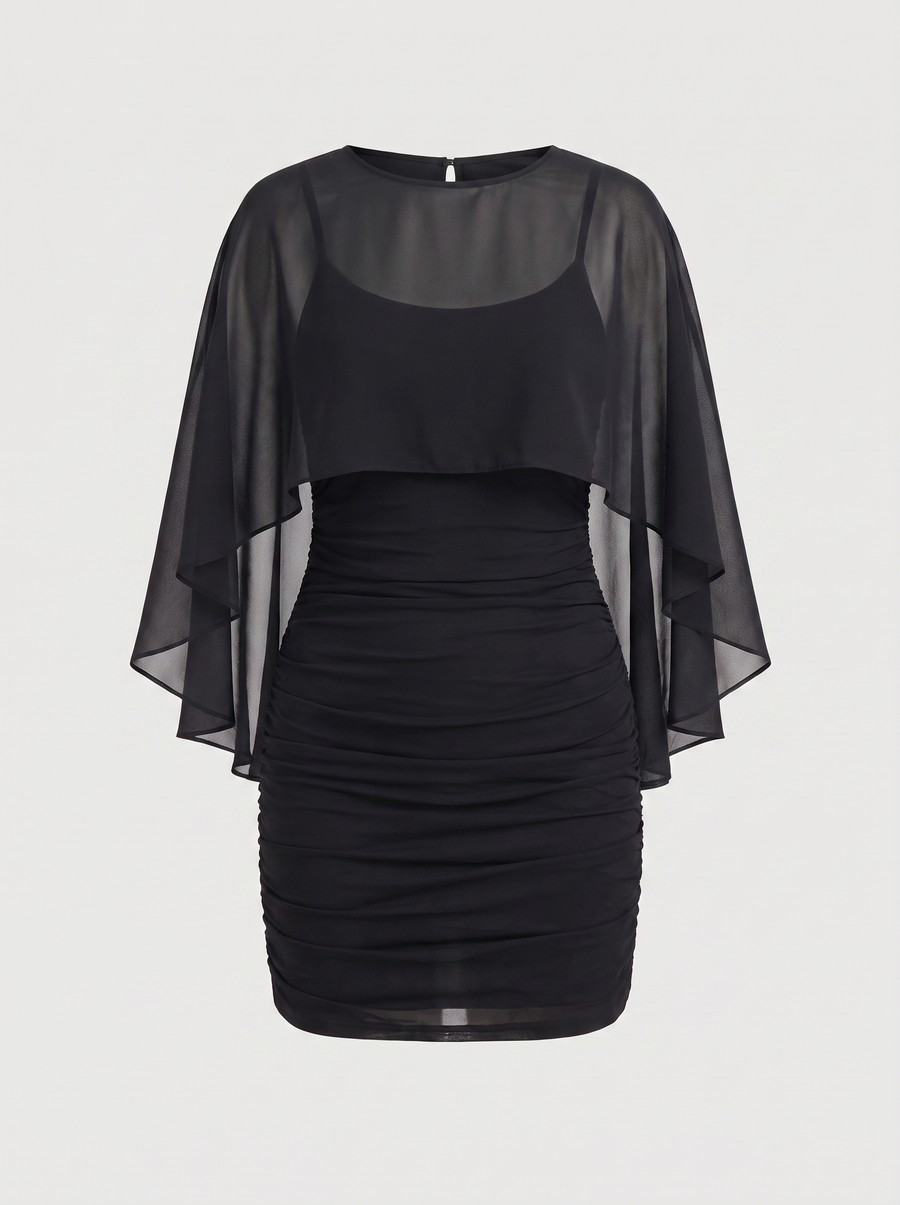 Marita Minikleid mit Cape-Overlay