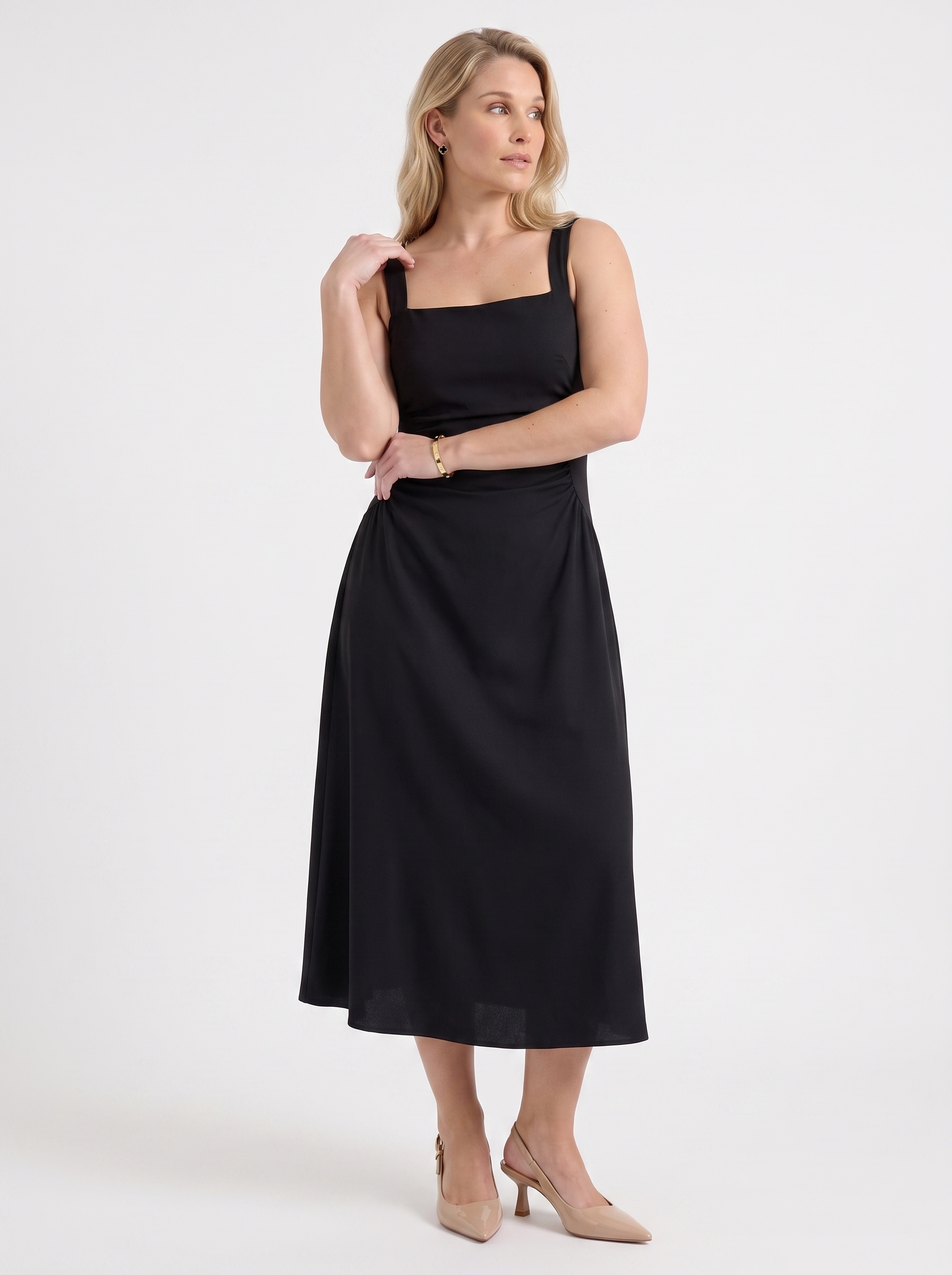 Calista Midikleid mit eckigem Ausschnitt