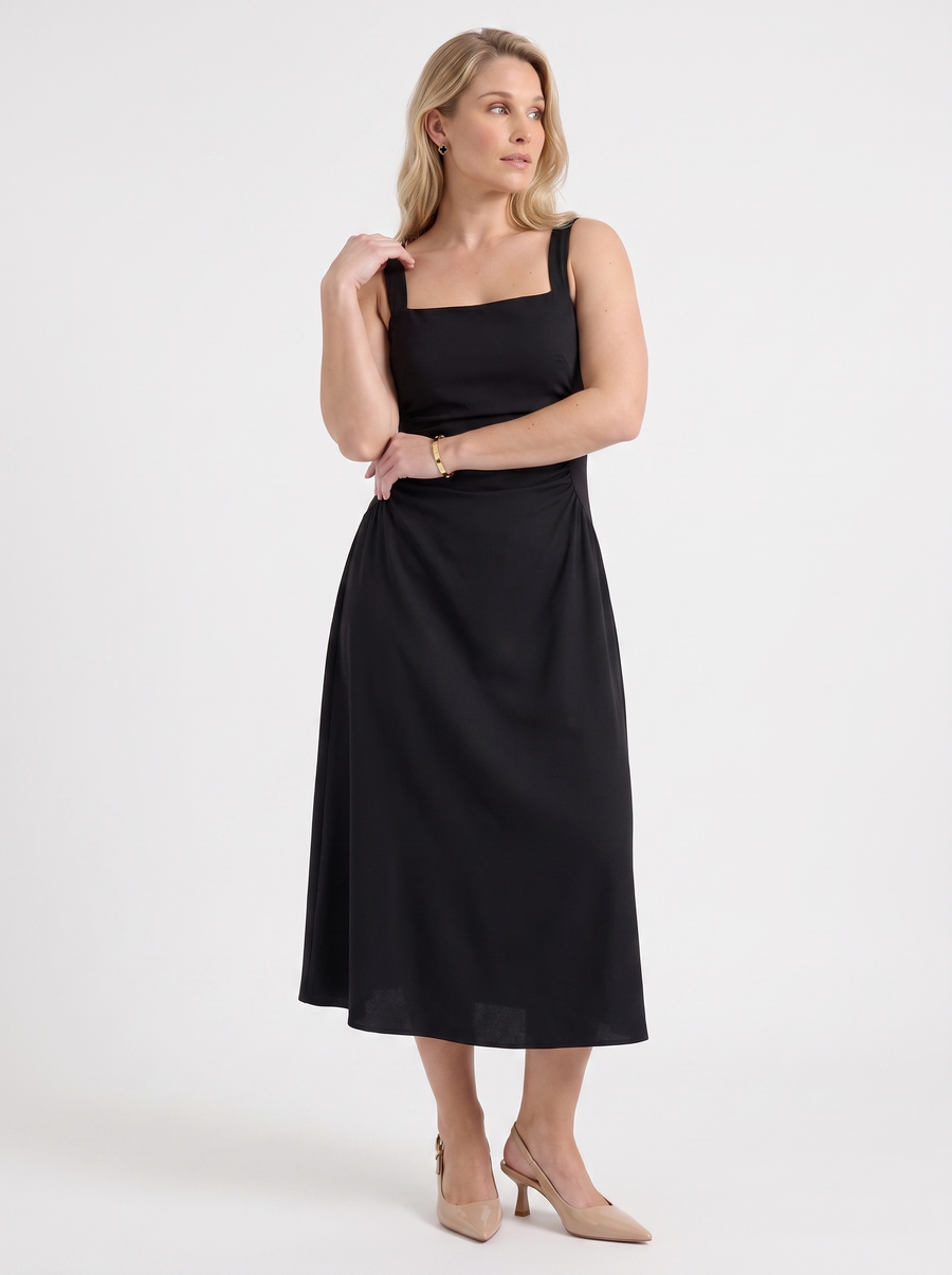 Calista Midikleid mit eckigem Ausschnitt