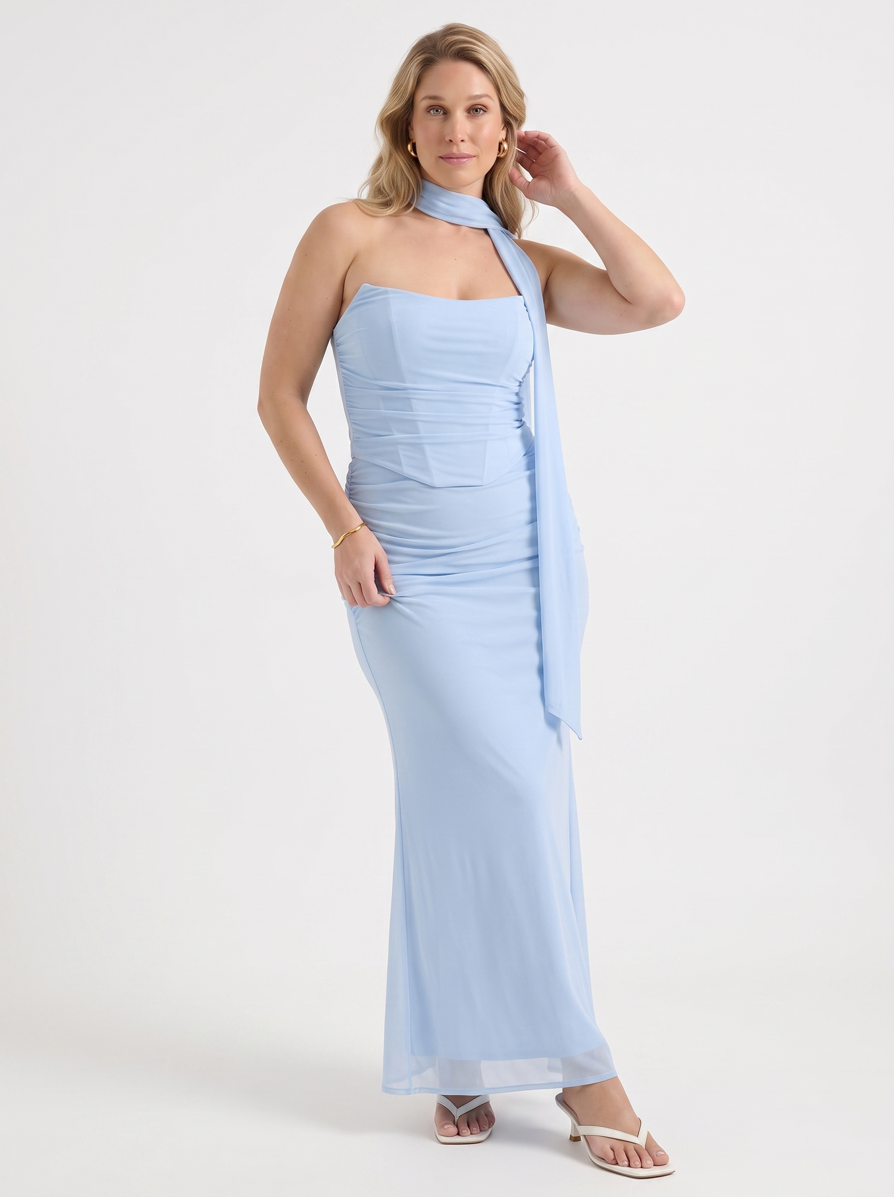 Ondine Maxikleid mit Schalkragen
