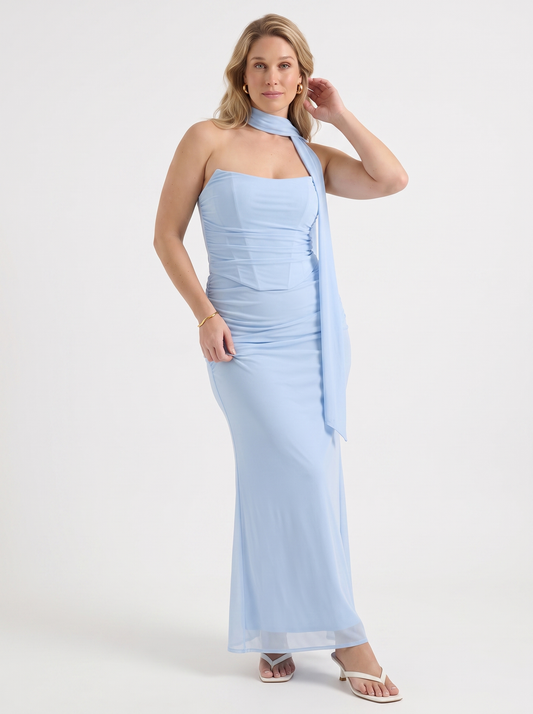 Ondine Maxikleid mit Schalkragen