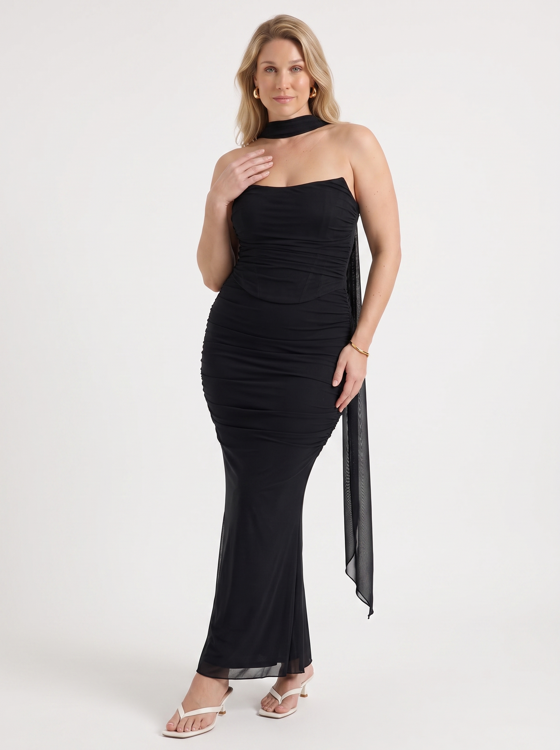 Ondine Maxikleid mit Schalkragen