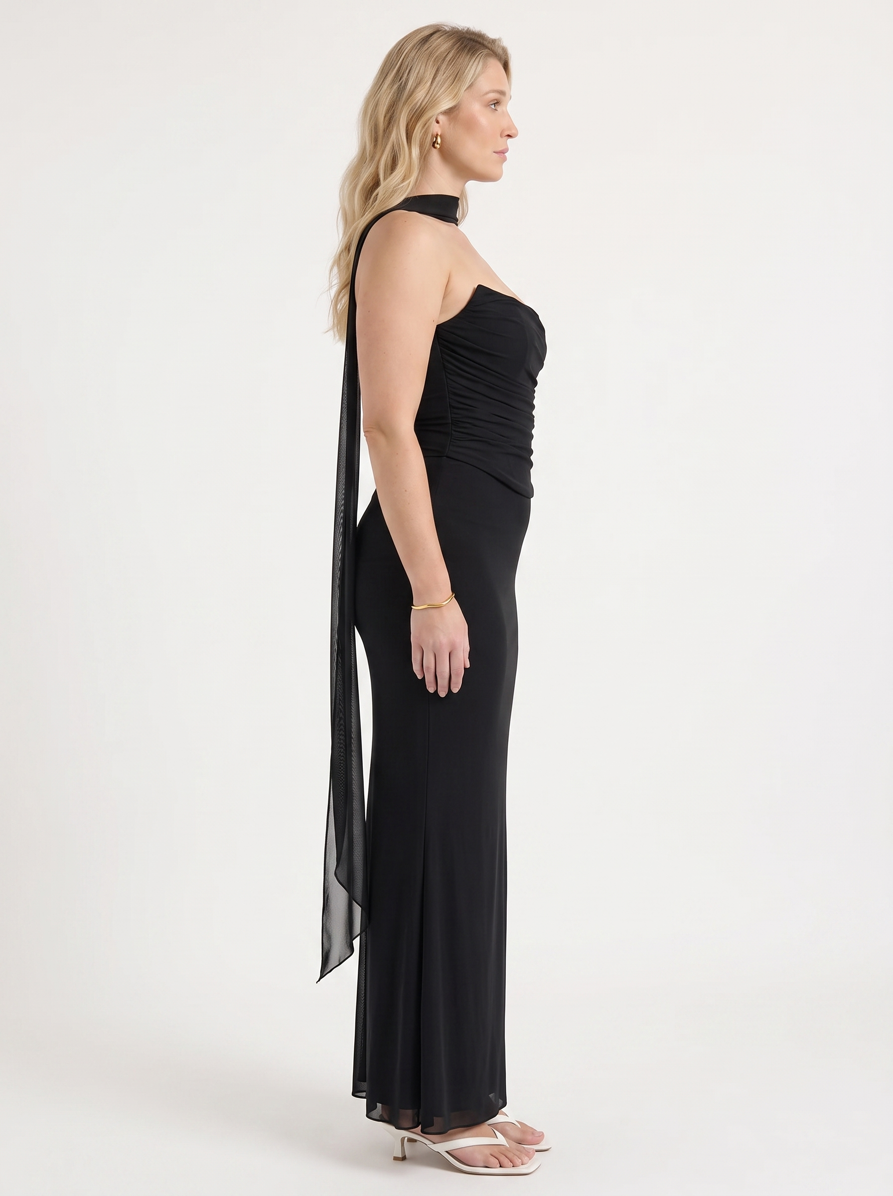 Ondine Maxikleid mit Schalkragen