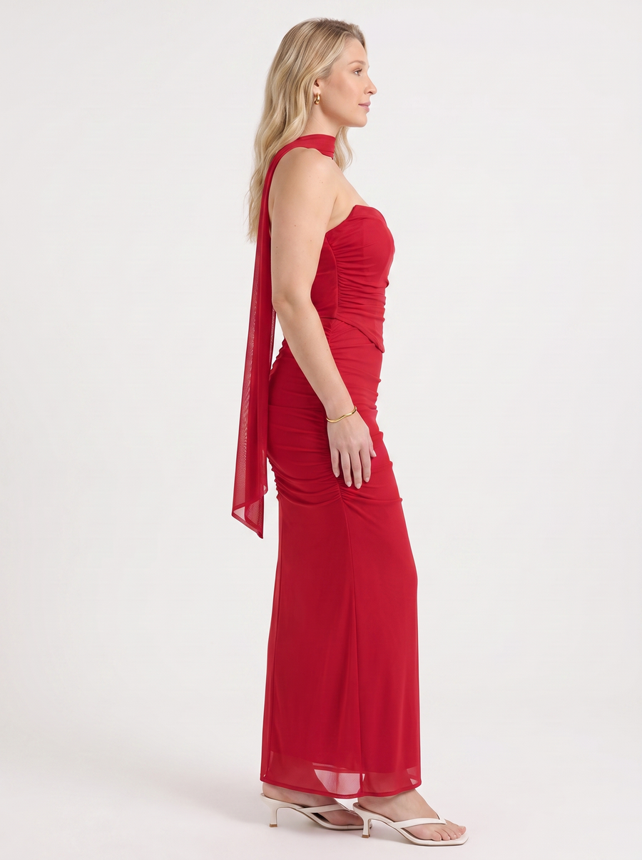 Ondine Maxikleid mit Schalkragen
