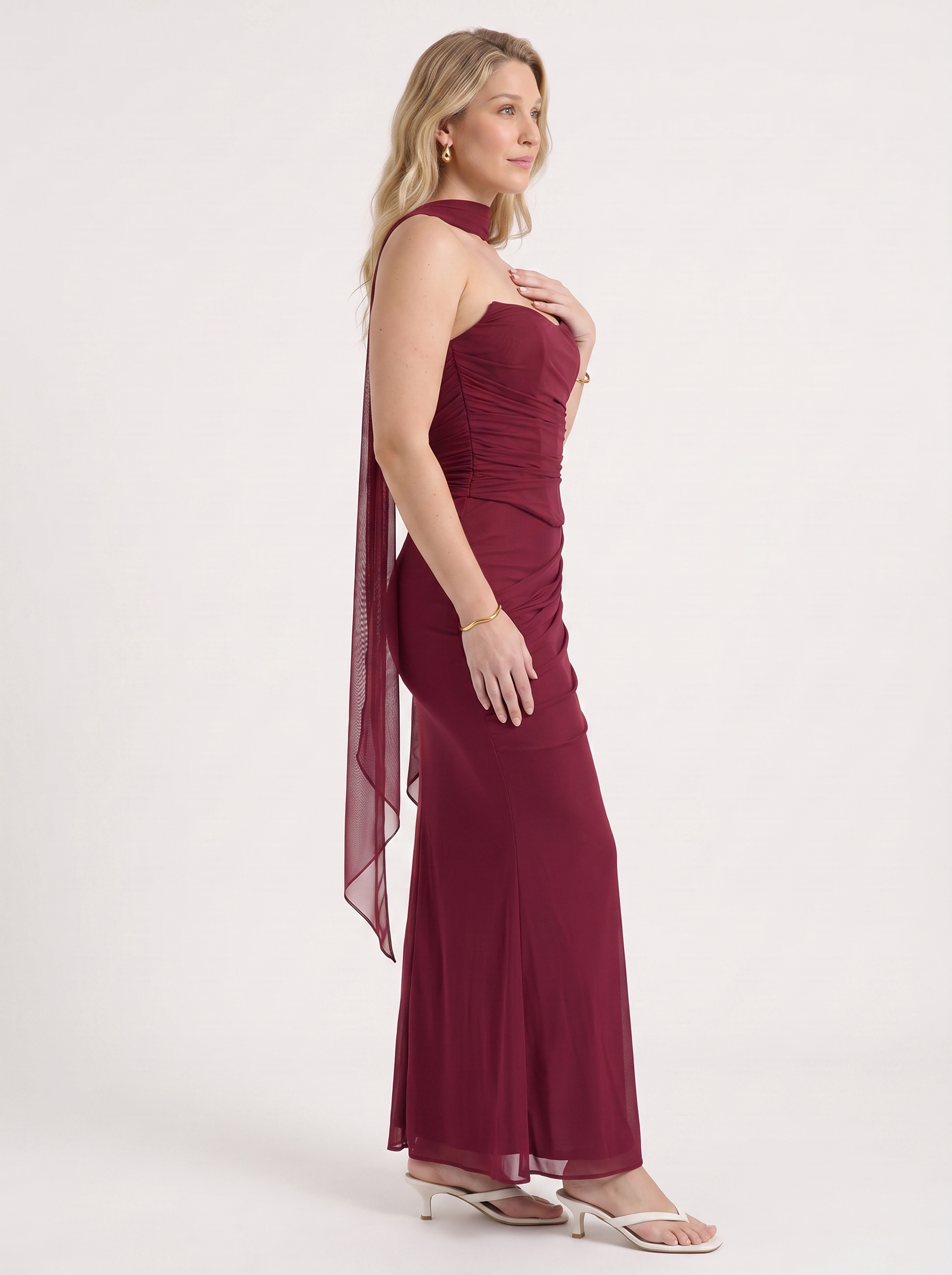 Ondine Maxikleid mit Schalkragen