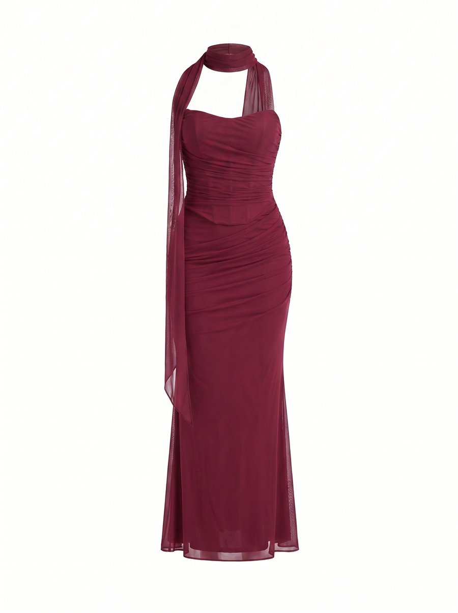 Ondine Maxikleid mit Schalkragen