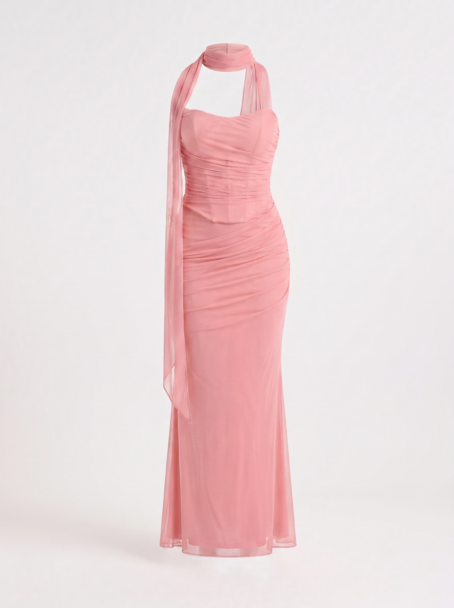 Ondine Maxikleid mit Schalkragen