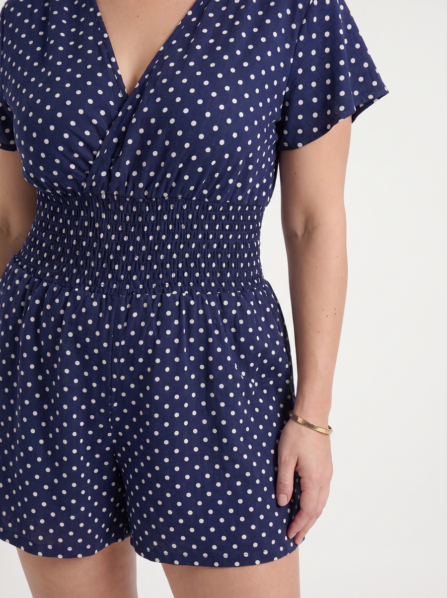 Shema Kurzer Jumpsuit mit Punkteprint