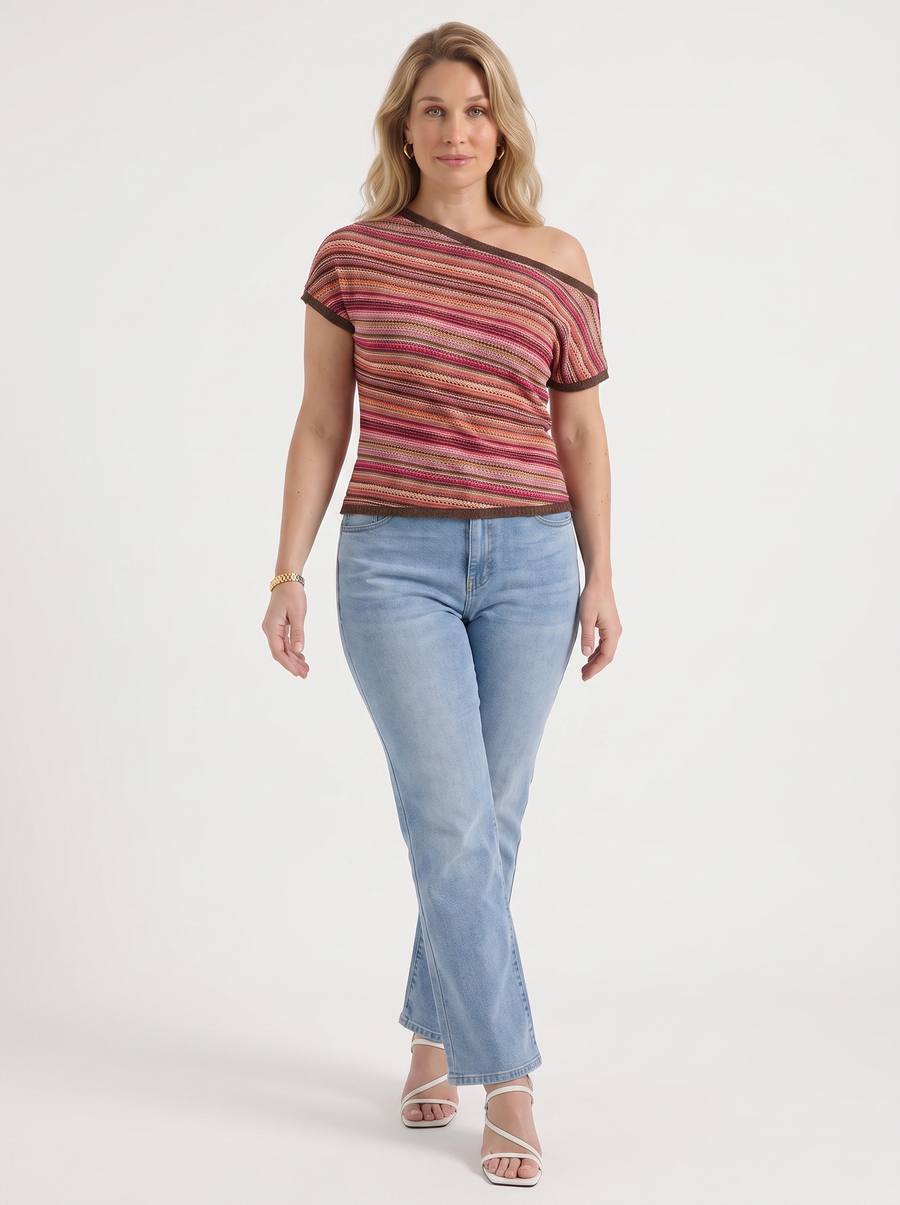 Jolie Strick Top Streifenmuster