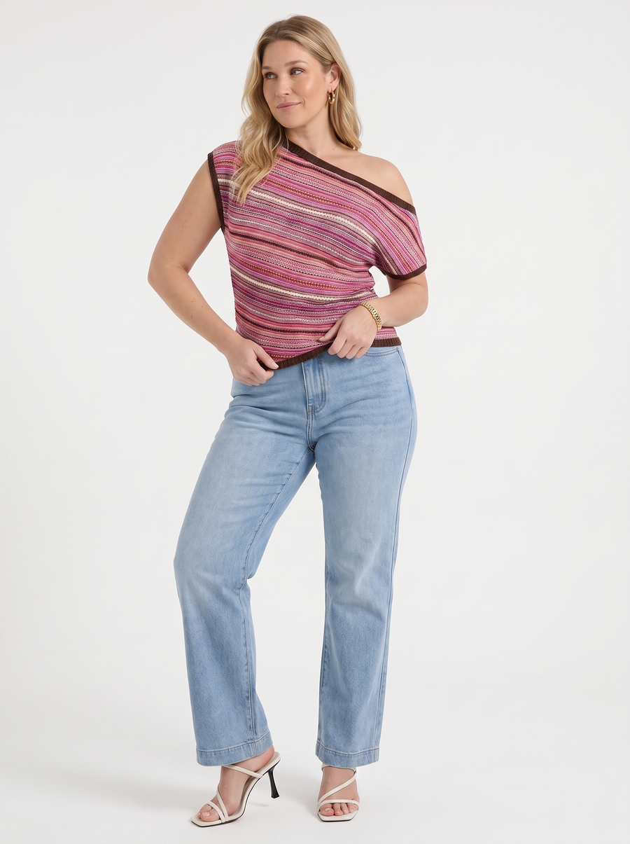 Jolie Strick Top Streifenmuster