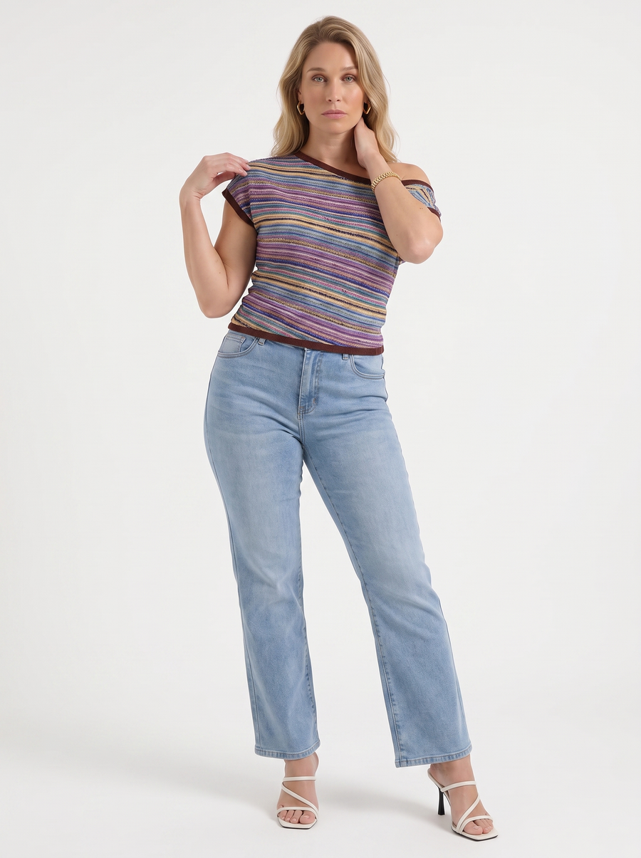 Jolie Strick Top Streifenmuster