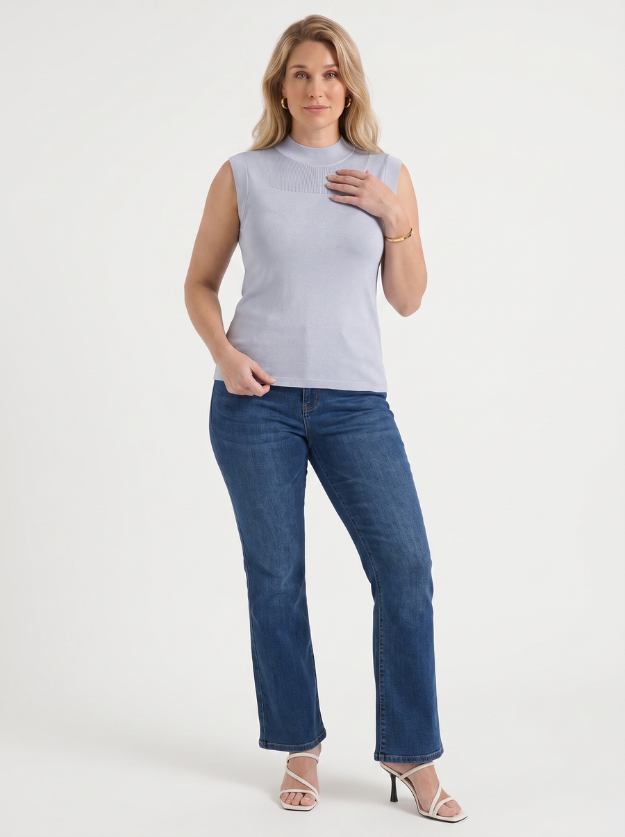 Gemma Rippstrick-Top mit Mesh-Einsatz