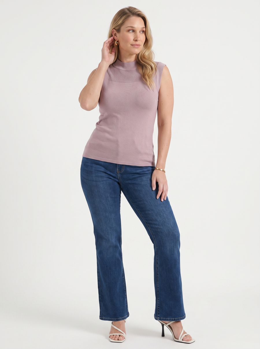 Gemma Rippstrick-Top mit Mesh-Einsatz