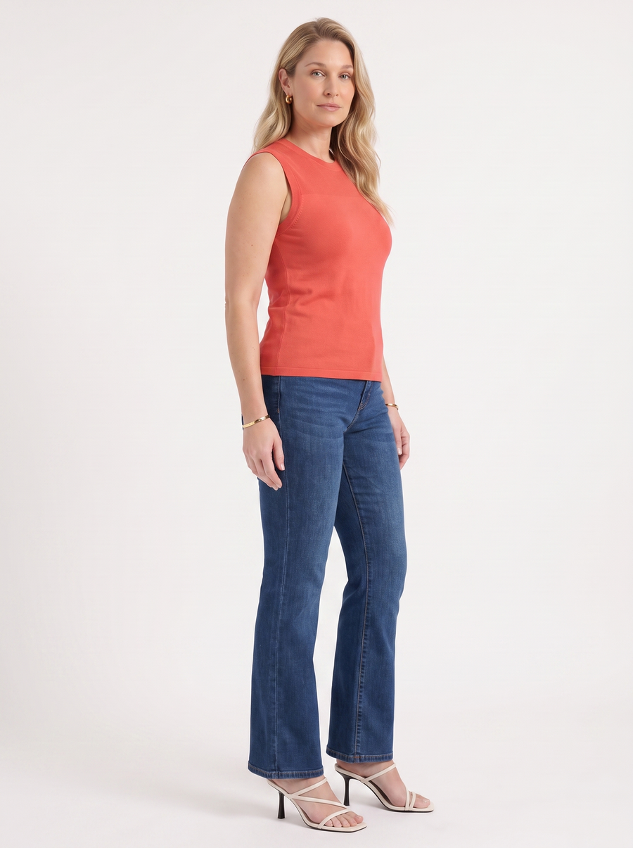 Gemma Rippstrick-Top mit Mesh-Einsatz