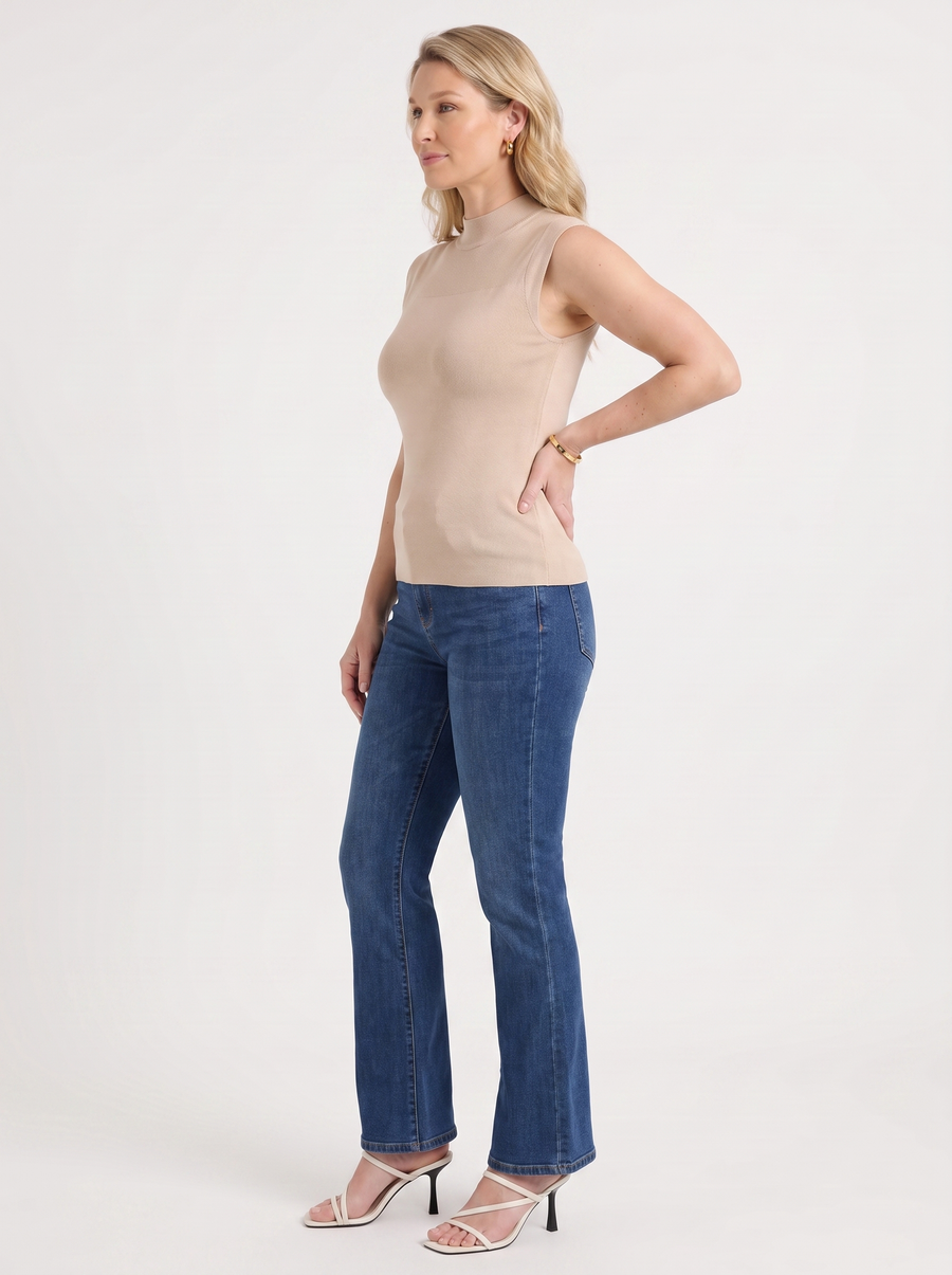 Gemma Rippstrick-Top mit Mesh-Einsatz