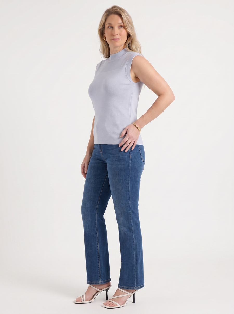 Gemma Rippstrick-Top mit Mesh-Einsatz