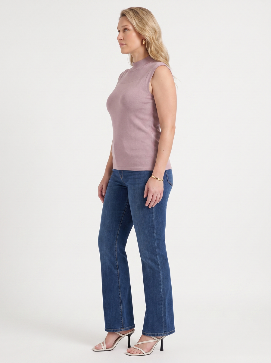 Gemma Rippstrick-Top mit Mesh-Einsatz